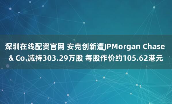 深圳在线配资官网 安克创新遭JPMorgan Chase & Co.减持303.29万股 每股作价约105.62港元