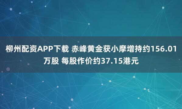 柳州配资APP下载 赤峰黄金获小摩增持约156.01万股 每股作价约37.15港元